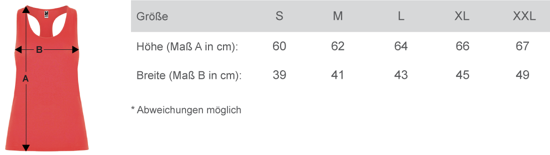 Maßtabelle Damen Traegertop