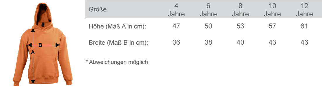 Masstabelle Kinder Hoodie Slam